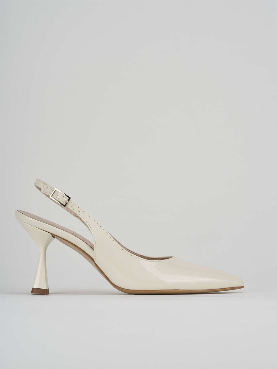 Slingback decolte tacco 7 cm  bianco vernice