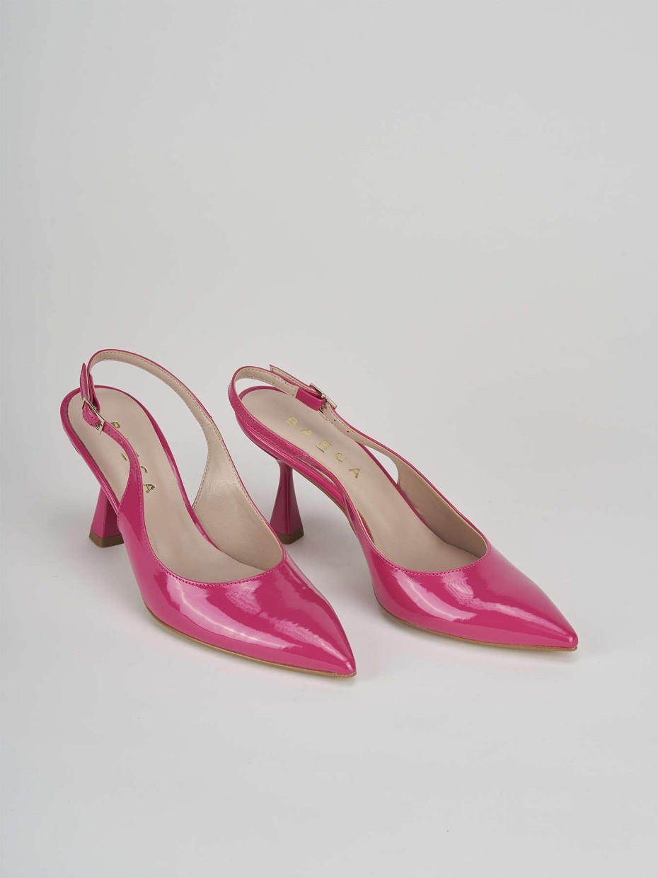 Slingback decolte tacco 7 cm  rosa vernice