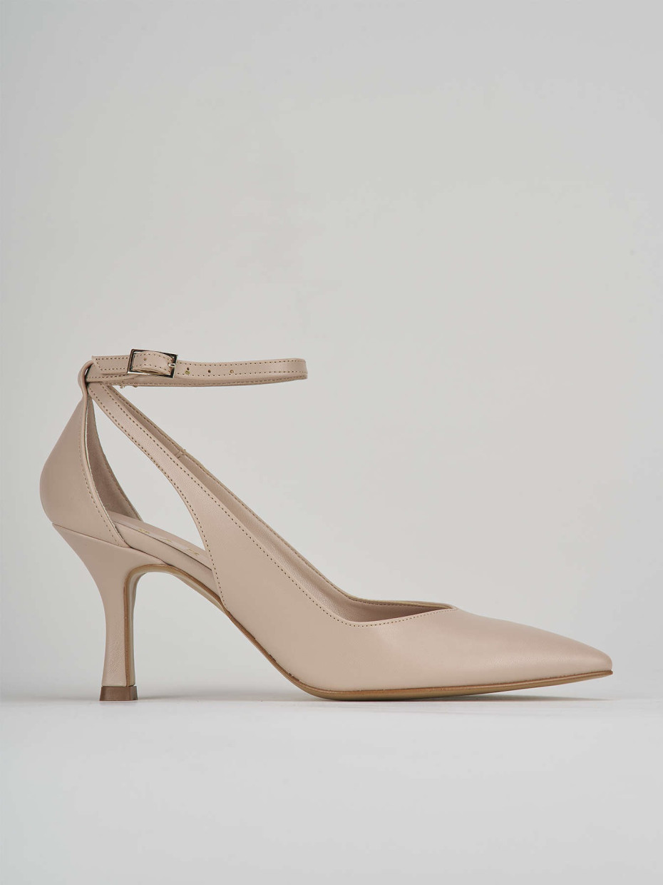 Décolleté e slingback tacco 7cm pelle beige