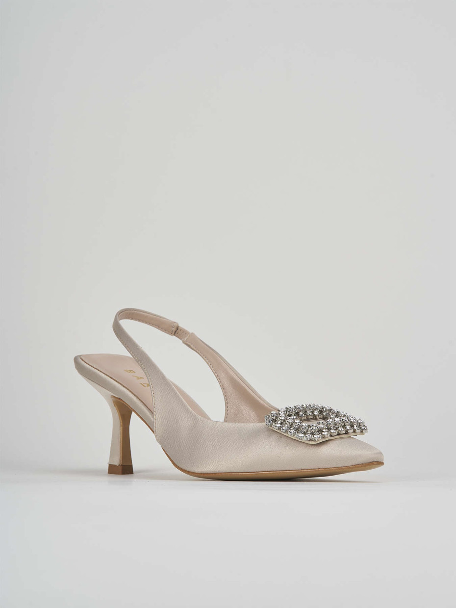 Décolleté e slingback tacco 5cm raso beige