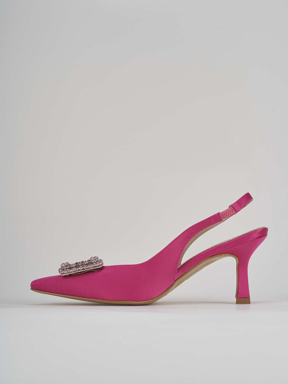 Décolleté e slingback tacco 5cm raso rosa