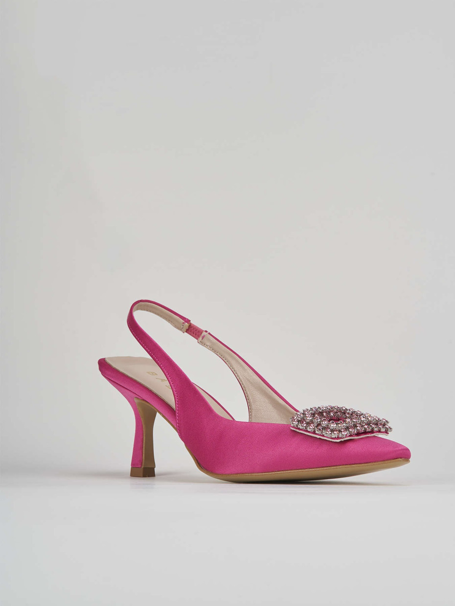 Décolleté e slingback tacco 5cm raso rosa