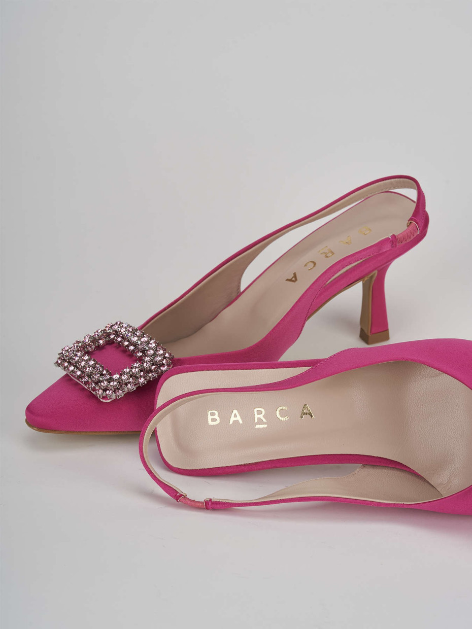 Décolleté e slingback tacco 5cm raso rosa