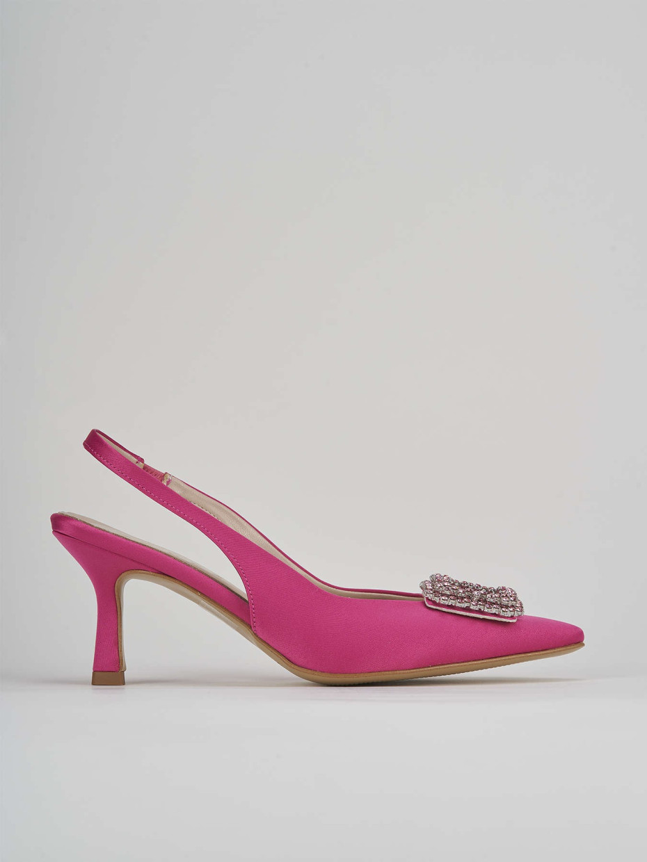 Décolleté e slingback tacco 5cm raso rosa