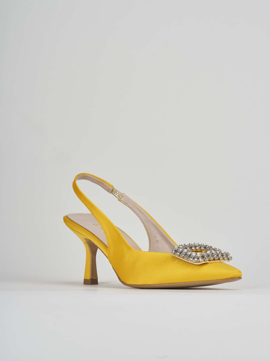 Pumps woman heel 5 cm yellow satin Barca Stores