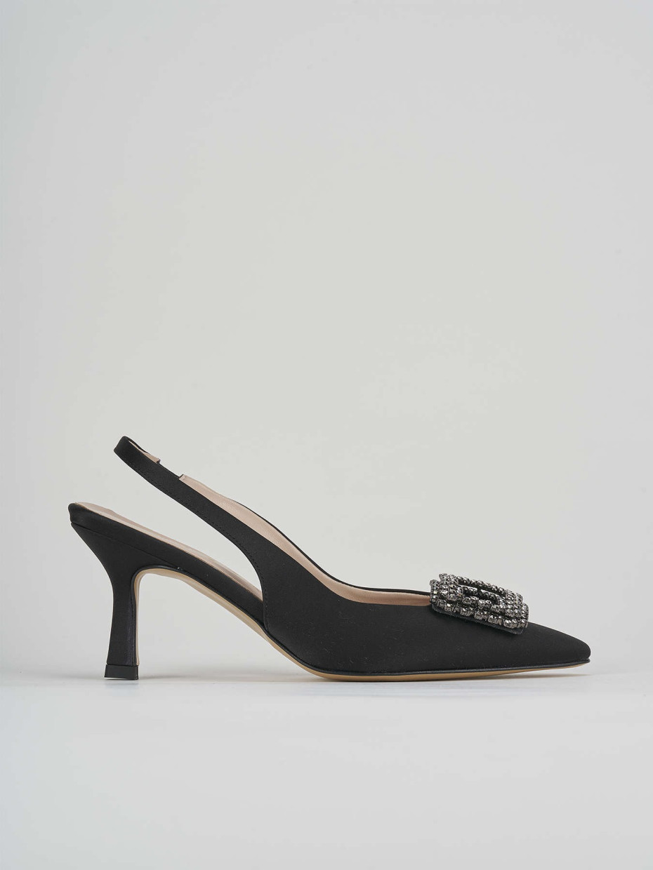 Décolleté e slingback tacco 5cm raso nero