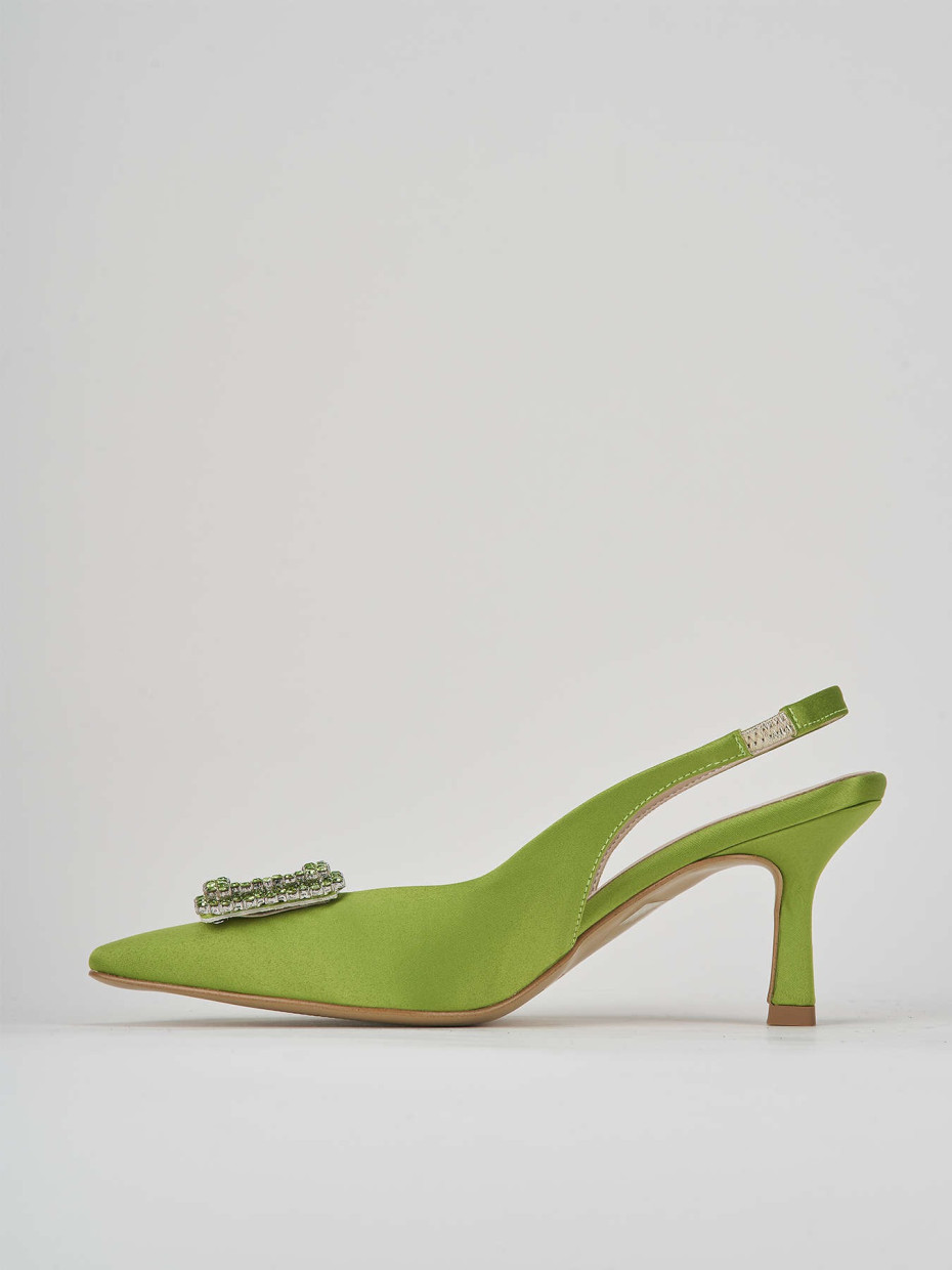 Décolleté e slingback tacco 5cm raso verde