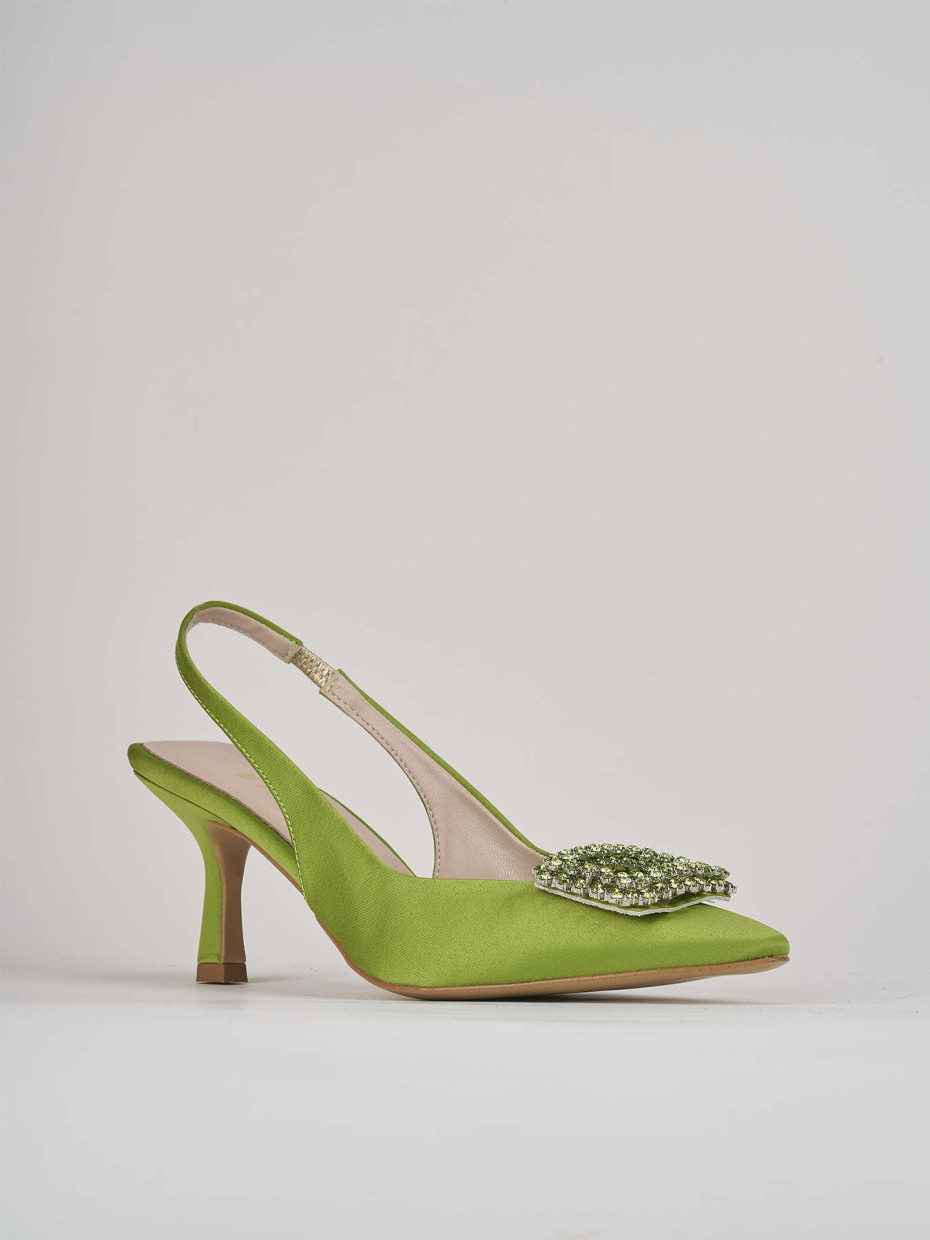 Décolleté e slingback tacco 5cm raso verde