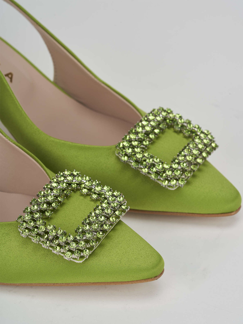 Décolleté e slingback tacco 5cm raso verde