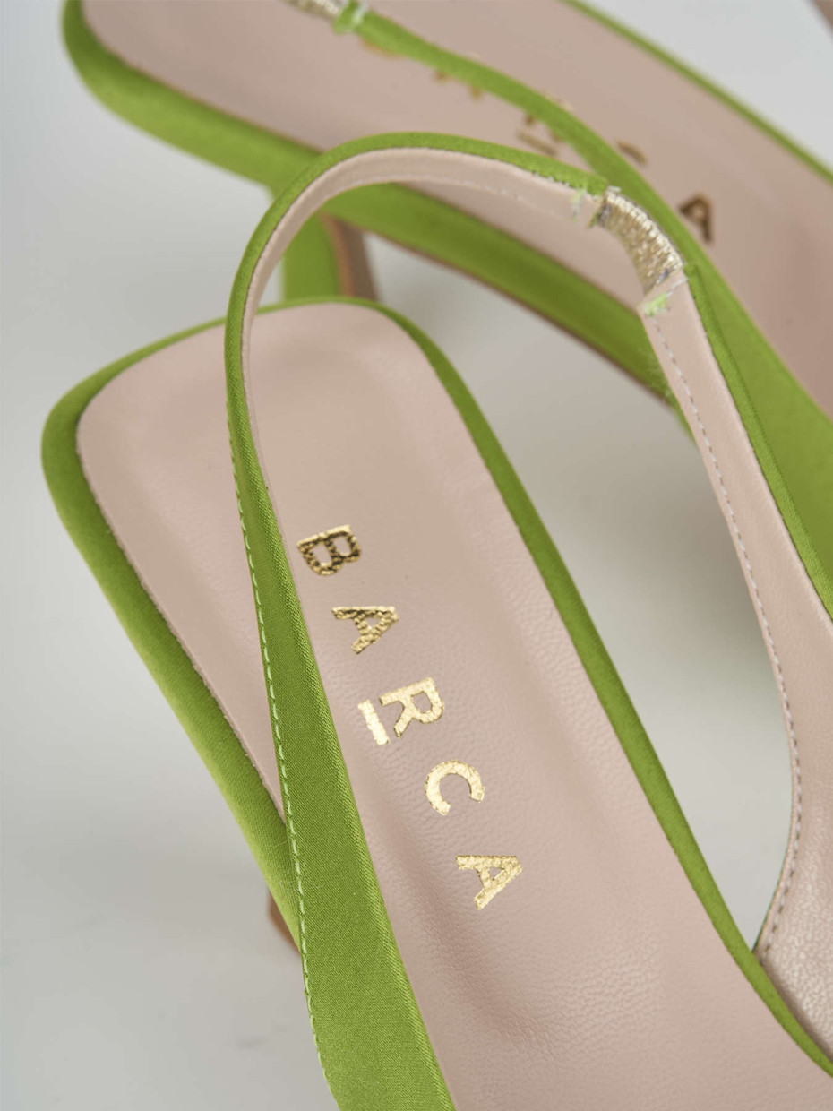 Décolleté e slingback tacco 5cm raso verde