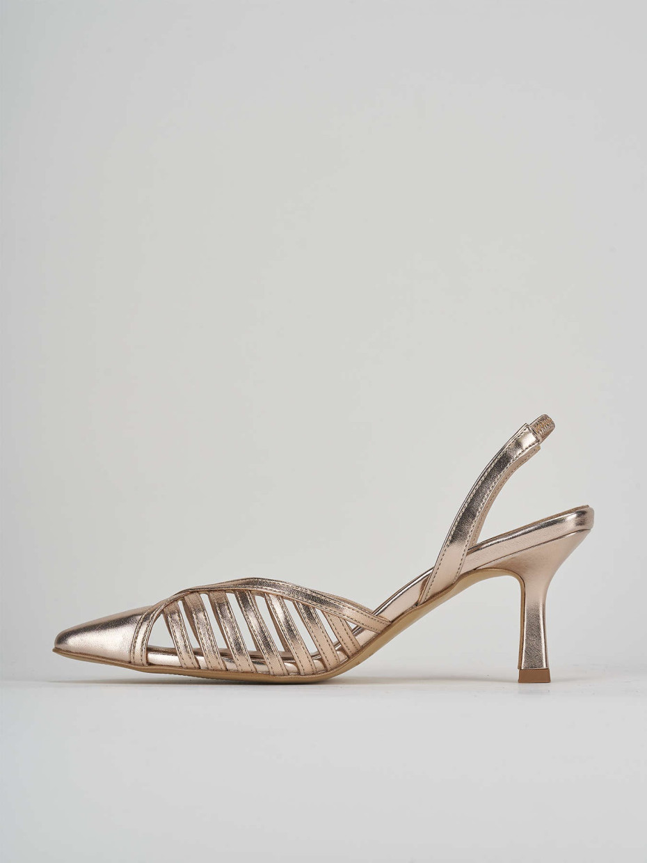 Slingback decolte tacco 5 cm bronzo laminato