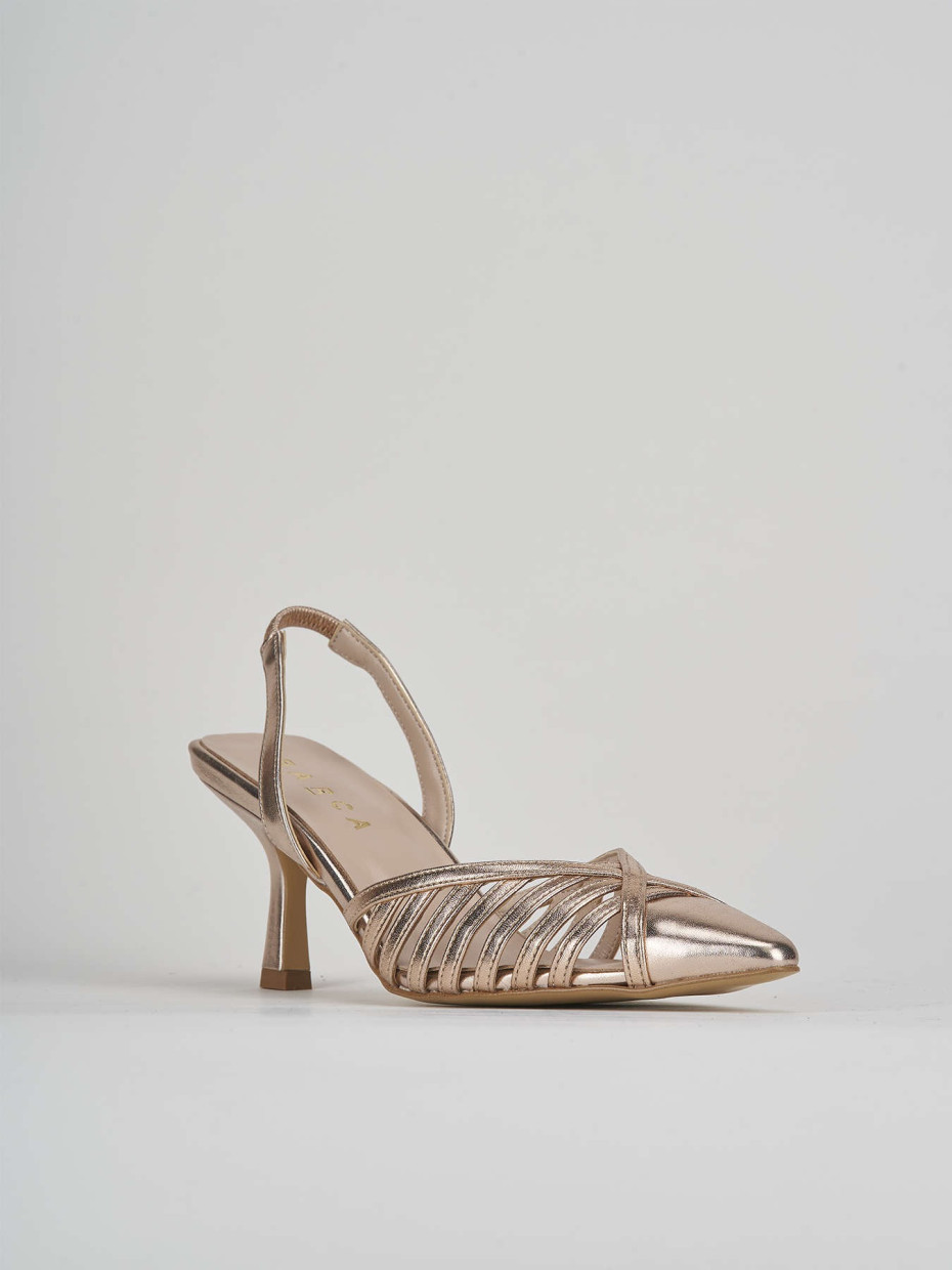 Slingback decolte tacco 5 cm bronzo laminato