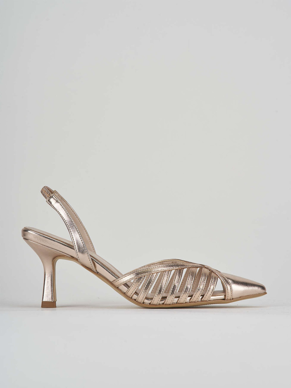 Slingback decolte tacco 5 cm bronzo laminato