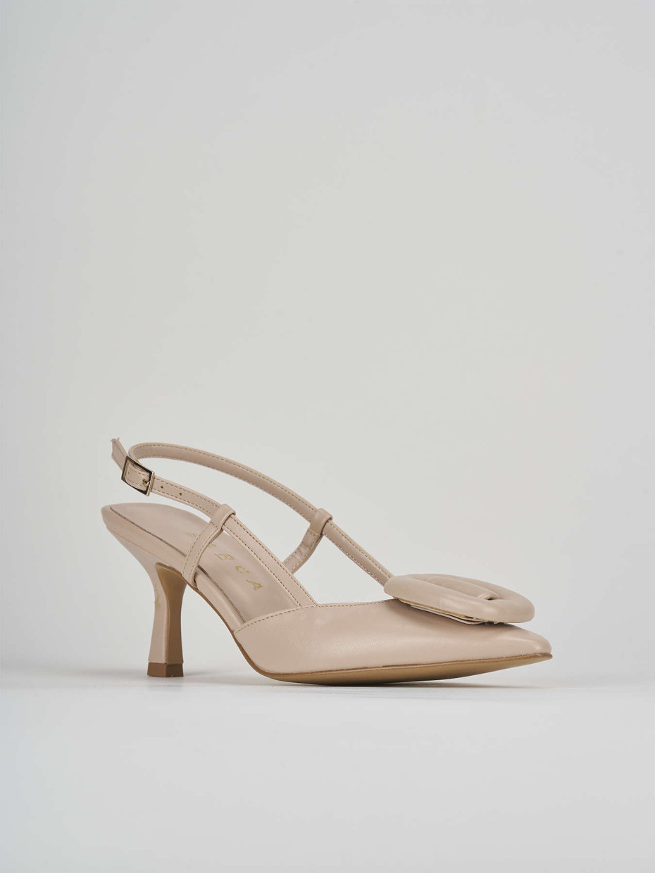 Slingback decolte tacco 5 cm beige pelle Barca Stores