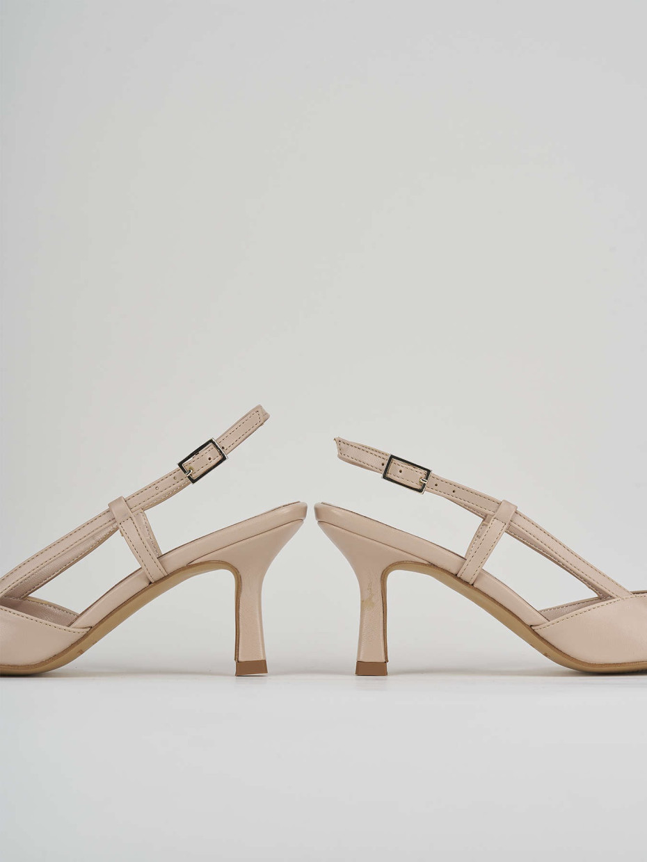 Pumps heel 5 cm beige leather