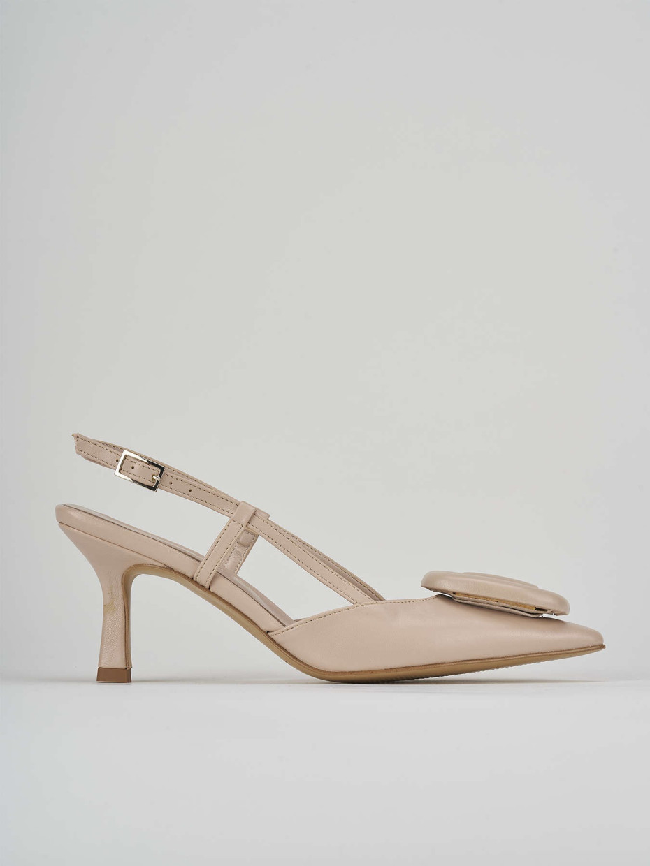 Pumps heel 5 cm beige leather