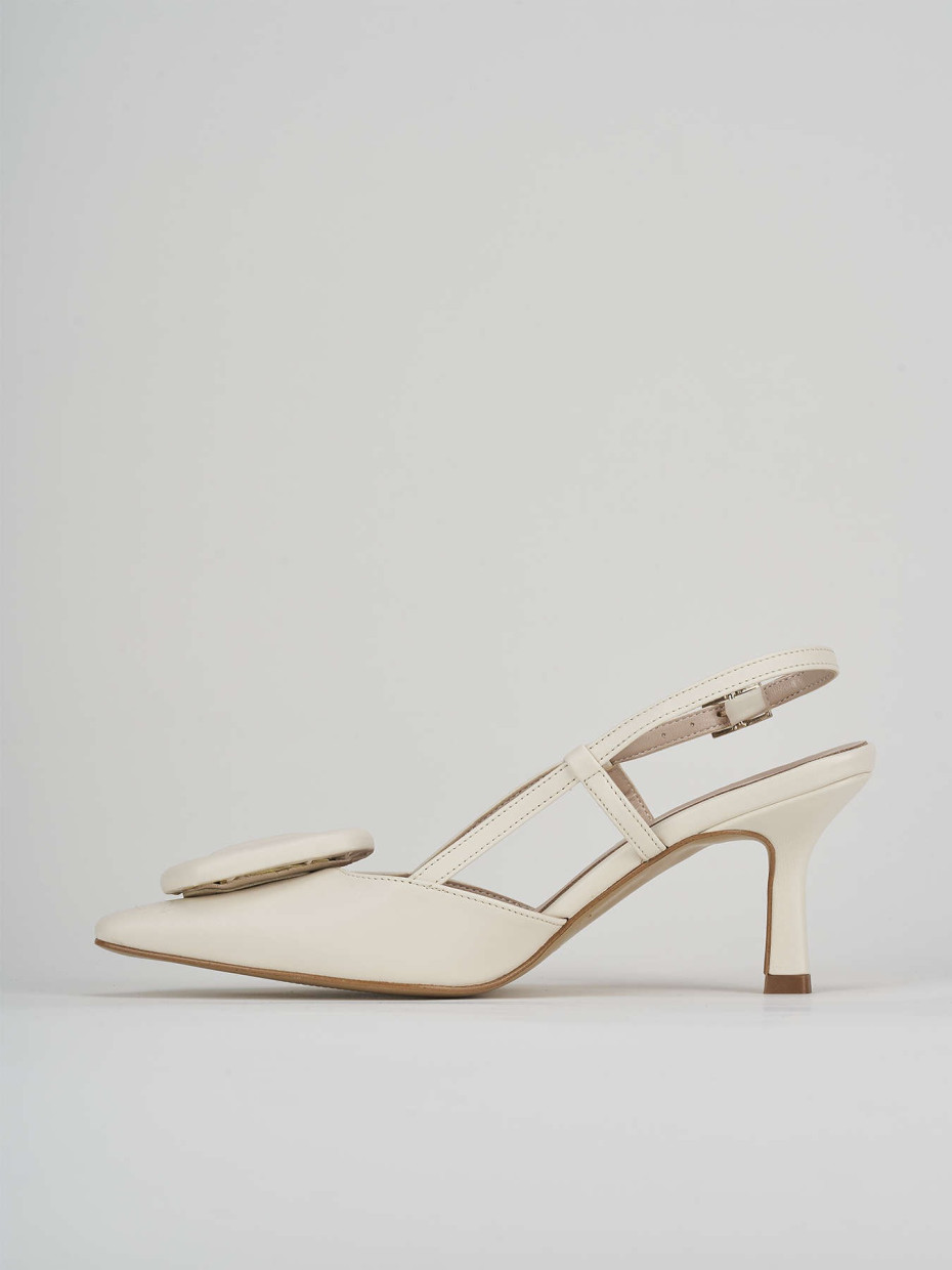 Slingback decolte tacco 5 cm bianco pelle