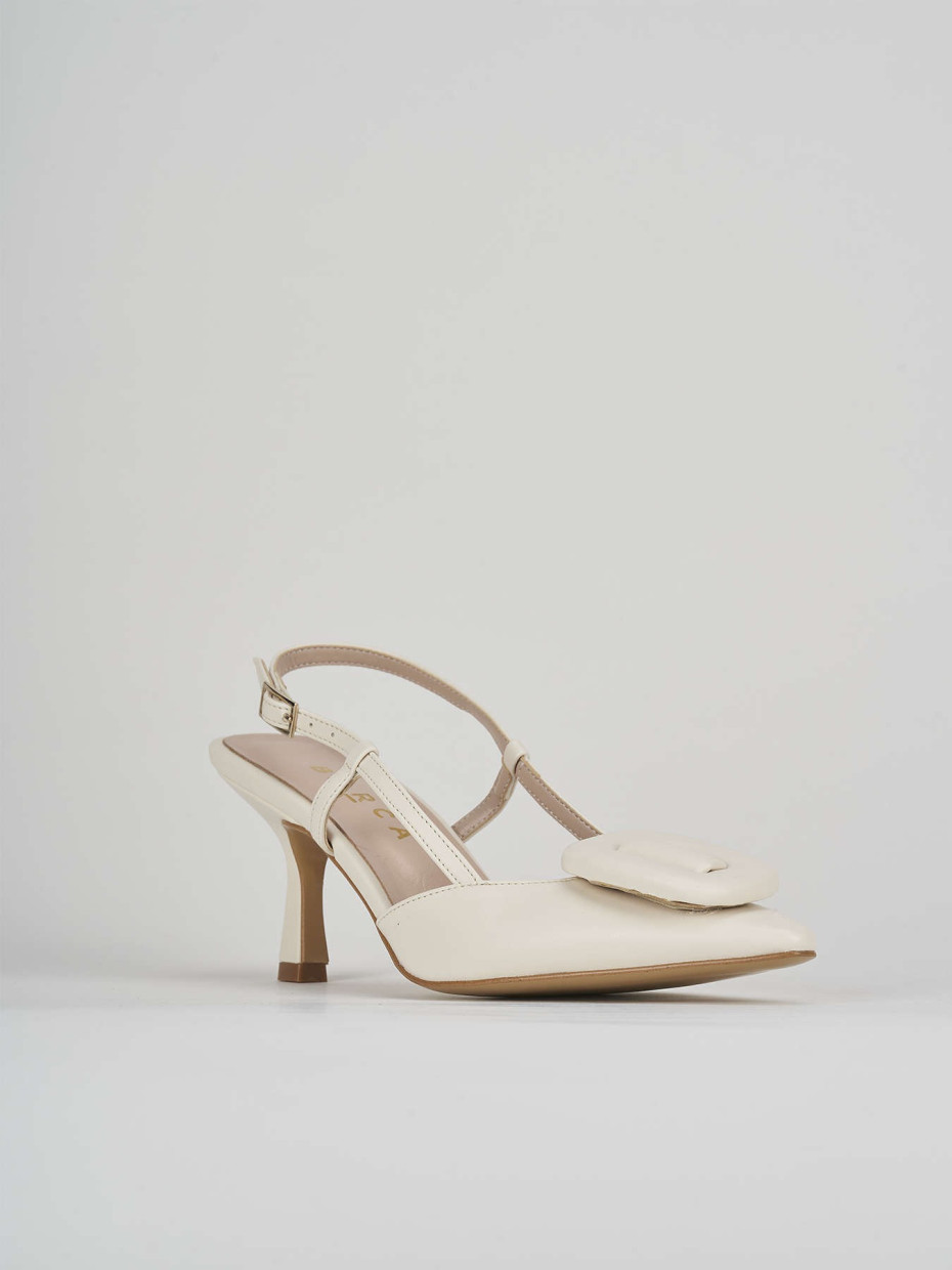 Slingback decolte tacco 5 cm bianco pelle Barca Stores