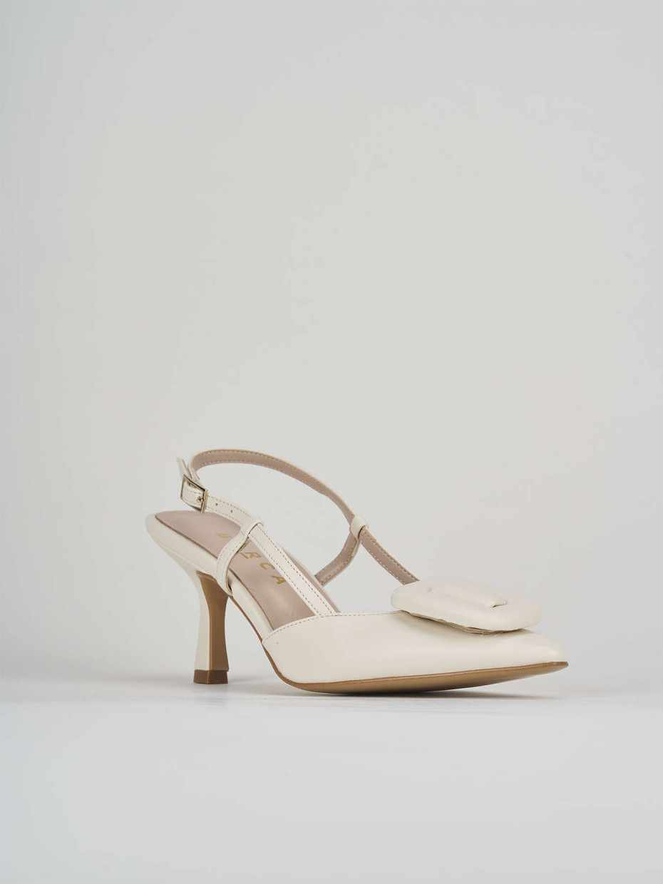 Slingback decolte tacco 5 cm bianco pelle