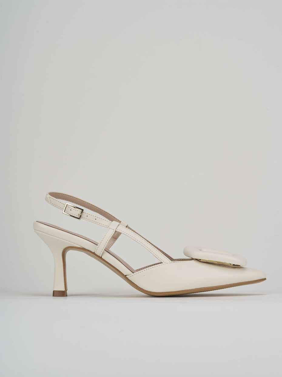 Slingback decolte tacco 5 cm bianco pelle