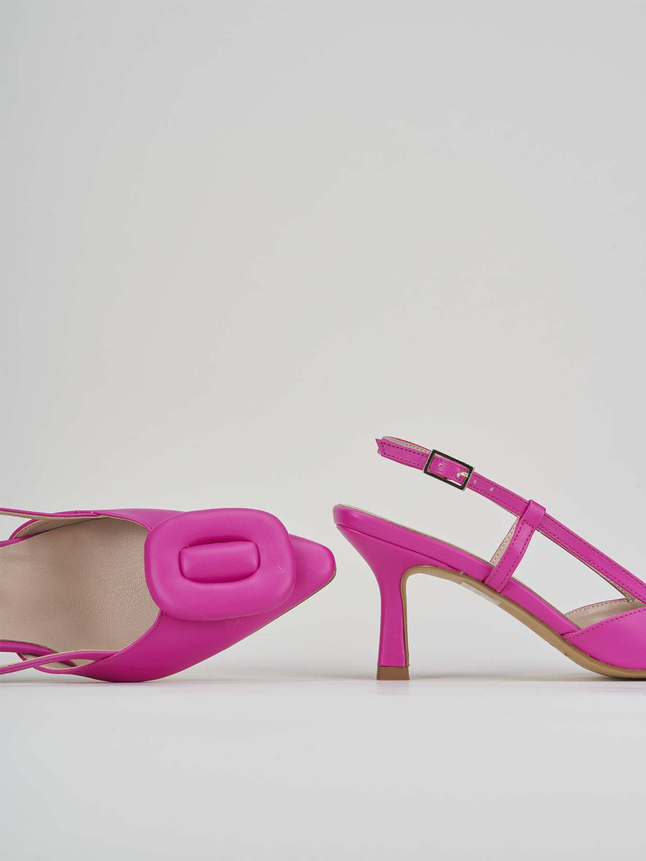 Slingback decolte tacco 5 cm rosa pelle