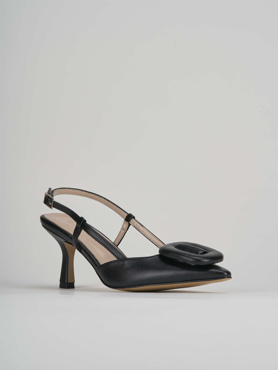 Slingback decolte tacco 5 cm nero pelle