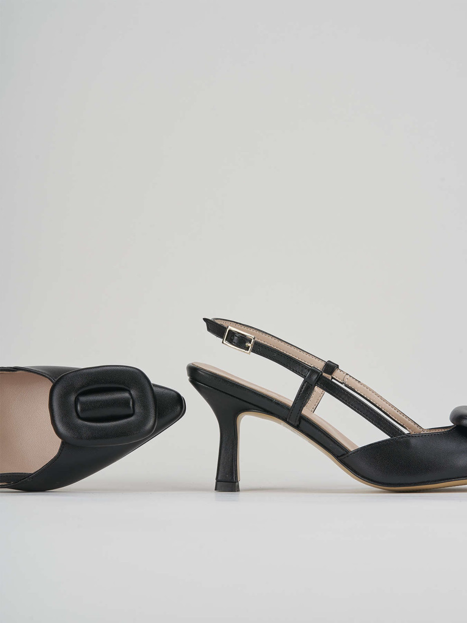 Slingback decolte tacco 5 cm nero pelle