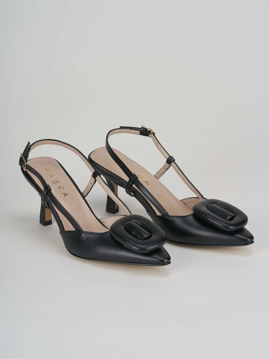 Slingback decolte tacco 5 cm nero pelle