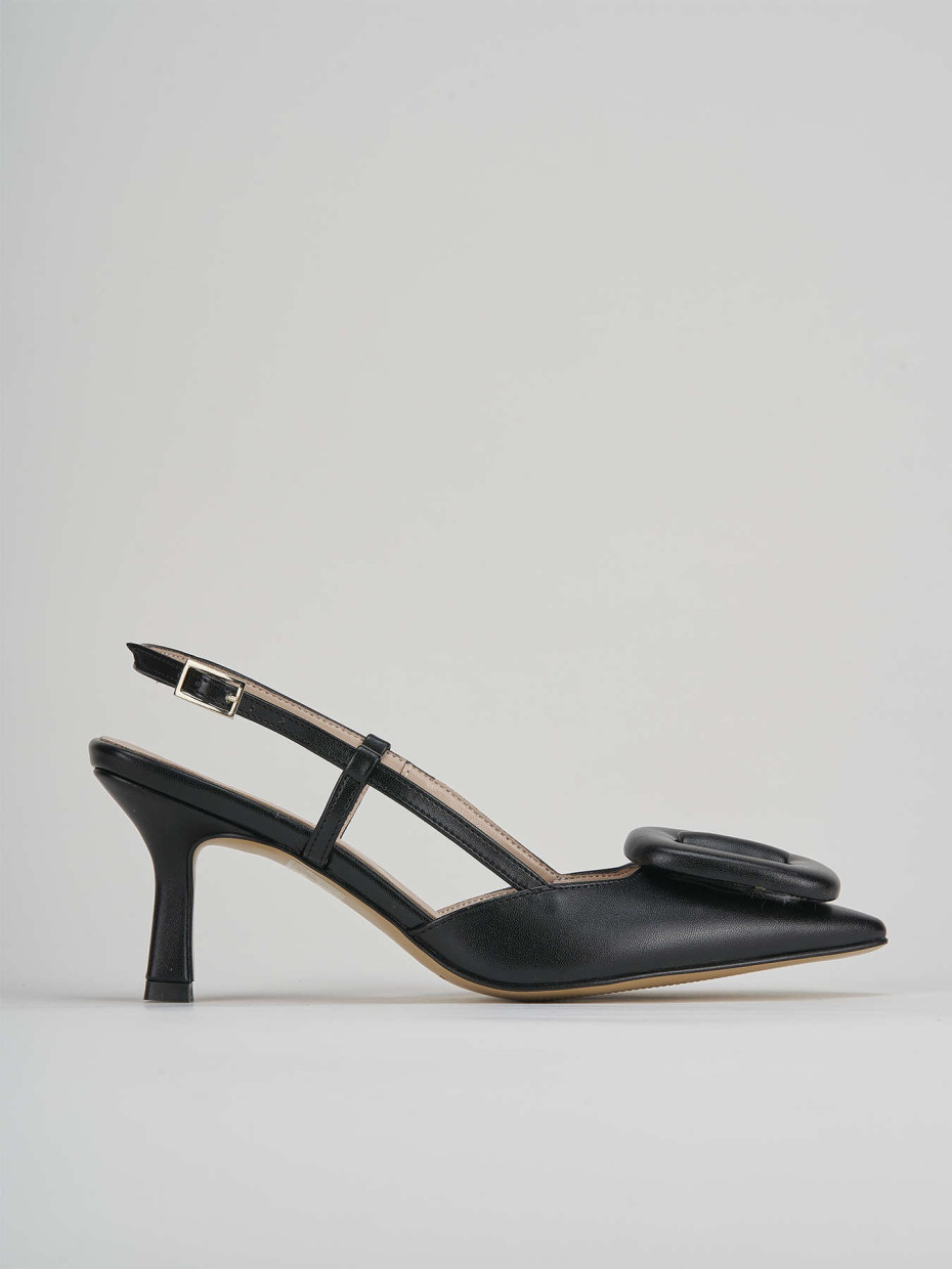 Slingback decolte tacco 5 cm nero pelle