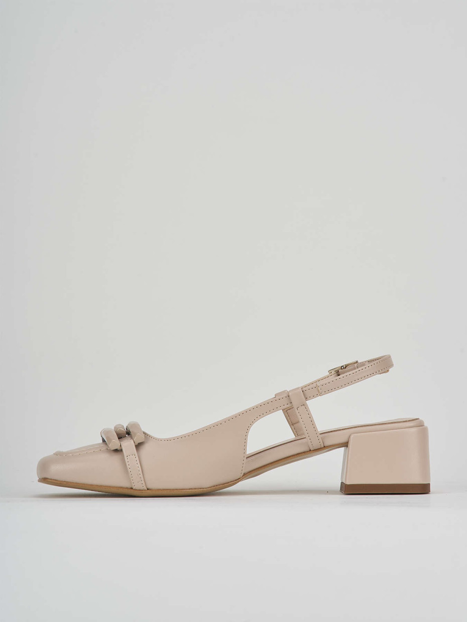 Slingback decolte tacco 3 cm  beige pelle