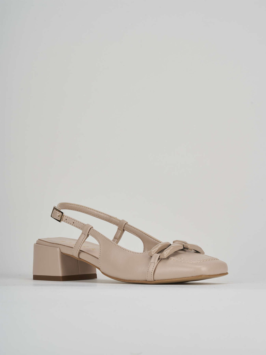 Slingback decolte tacco 3 cm  beige pelle