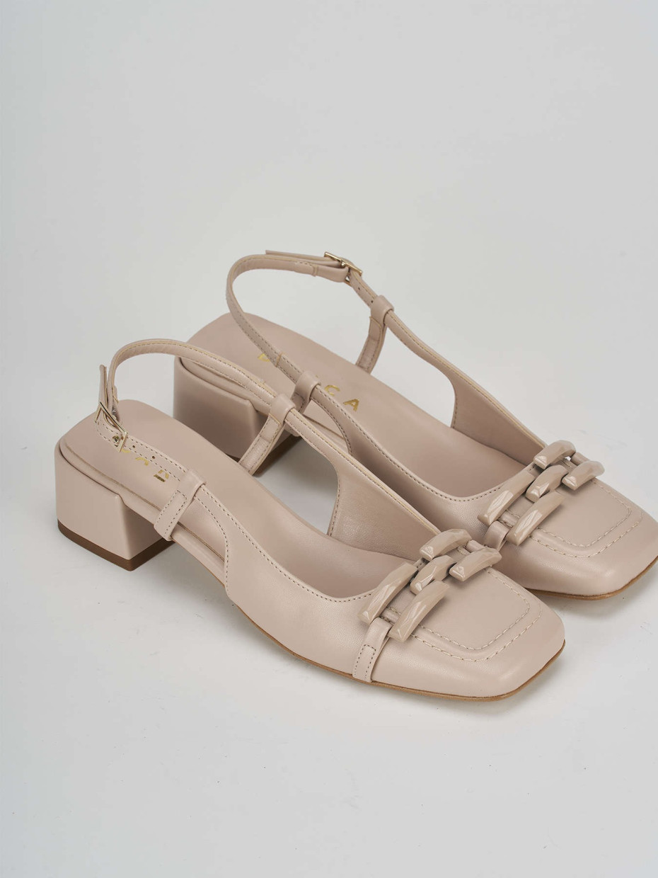 Slingback decolte tacco 3 cm  beige pelle