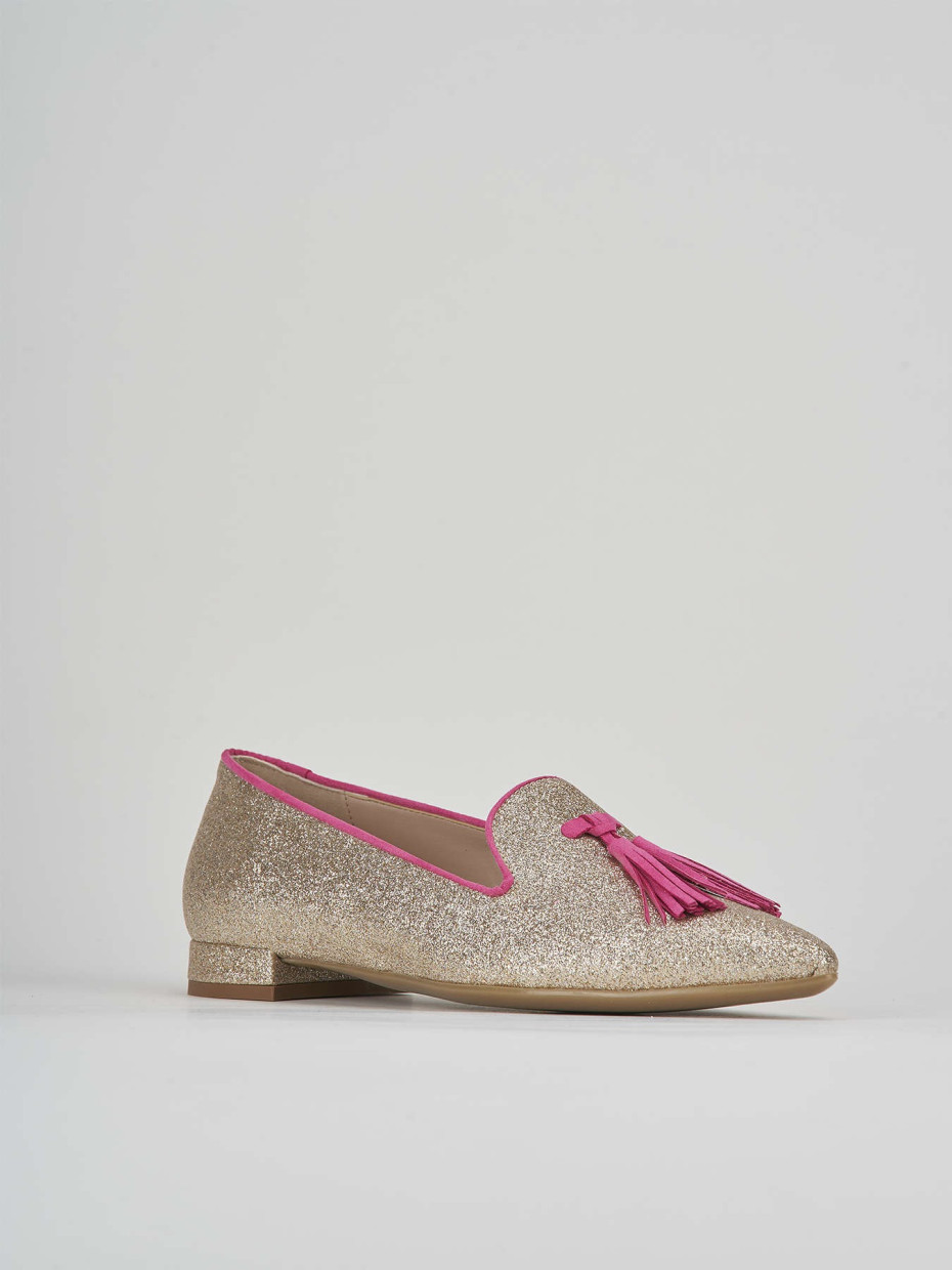 Flat shoes heel 1 cm gold glitter