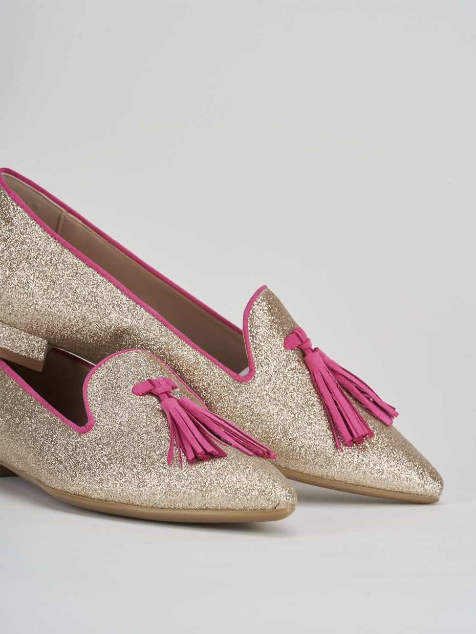 Flat shoes heel 1 cm gold glitter