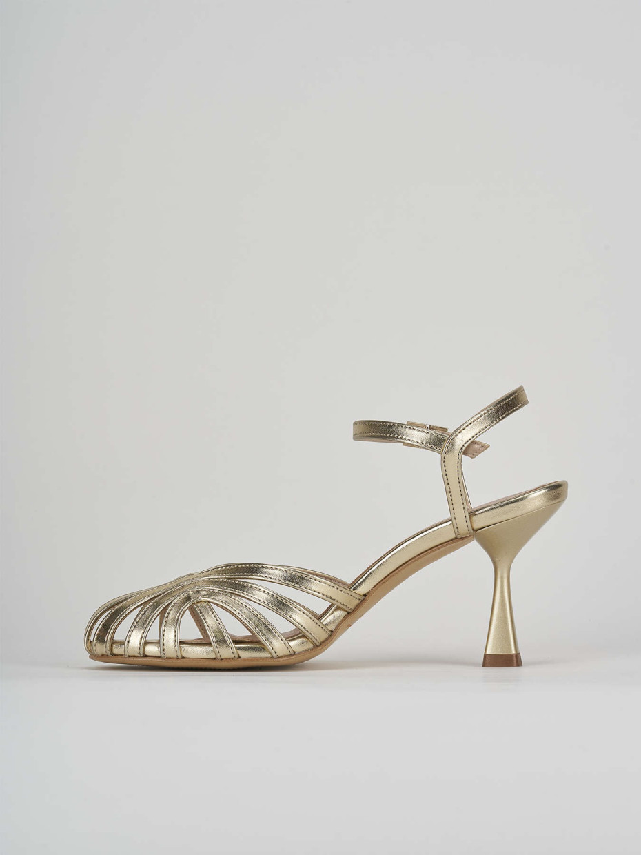Sandalo tacco 6 cm  oro laminato