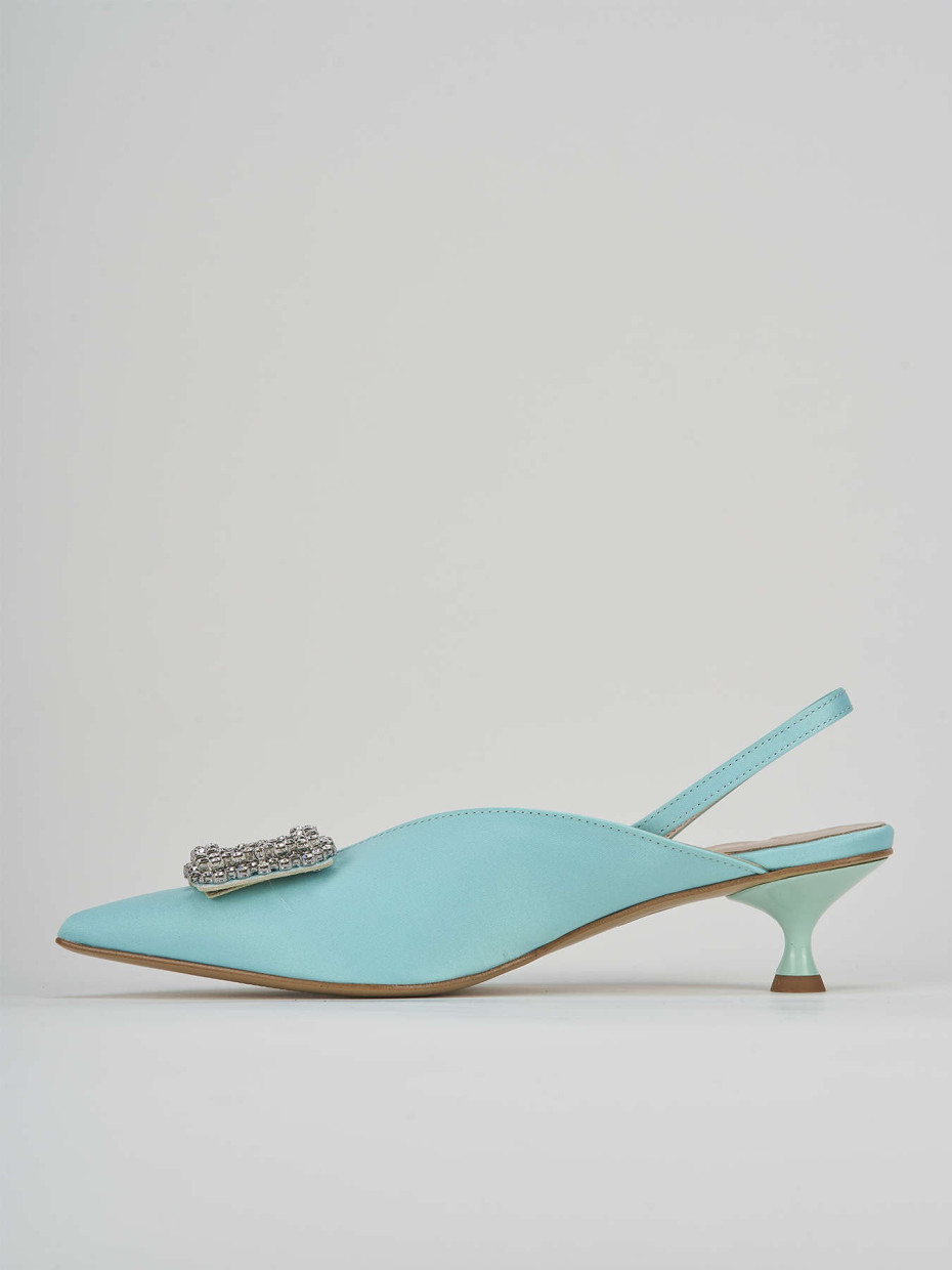 Pumps heel 3 cm light blue satin