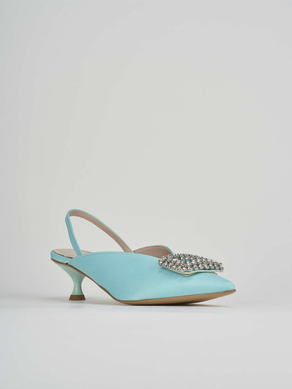 Pumps heel 3 cm light blue satin