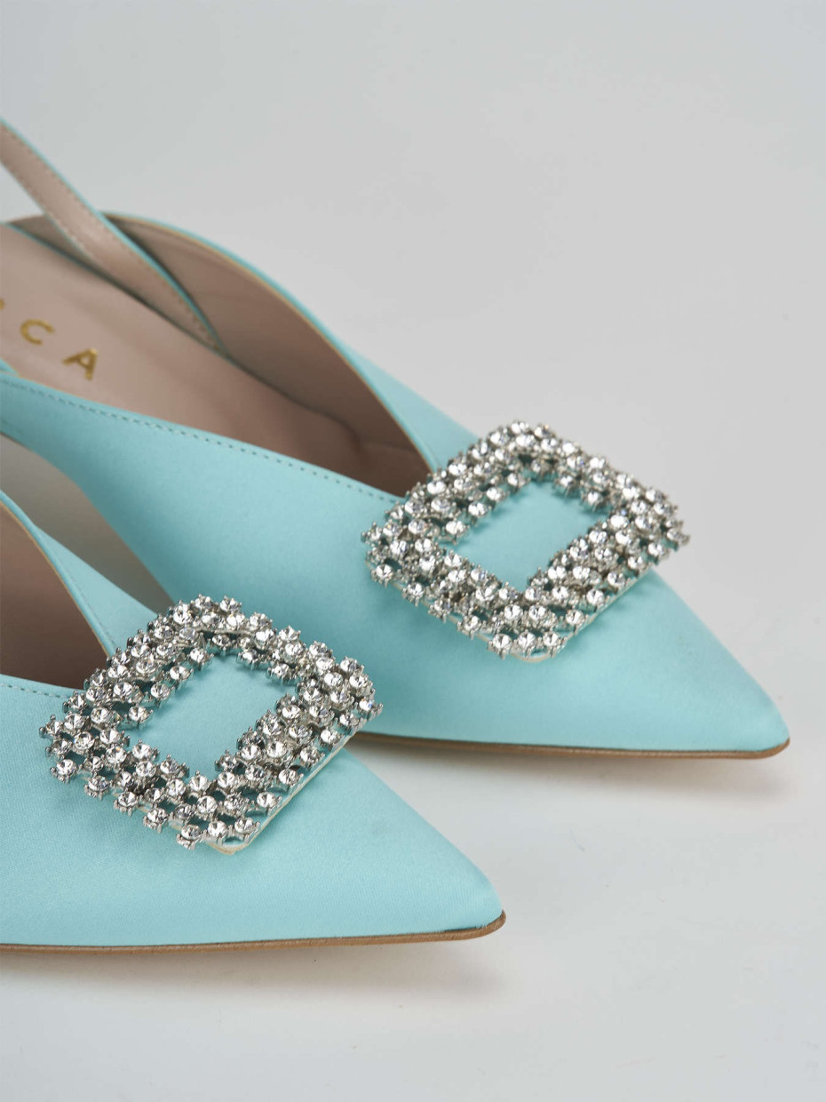 Pumps heel 3 cm light blue satin