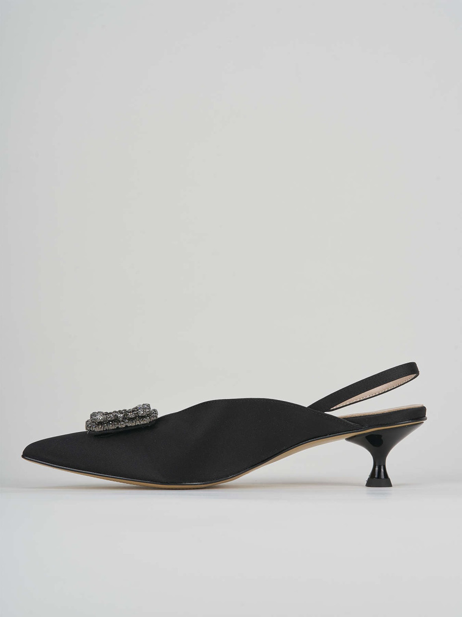 Décolleté e slingback tacco 3cm raso nero