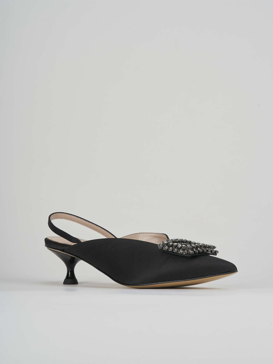 Décolleté e slingback tacco 3cm raso nero