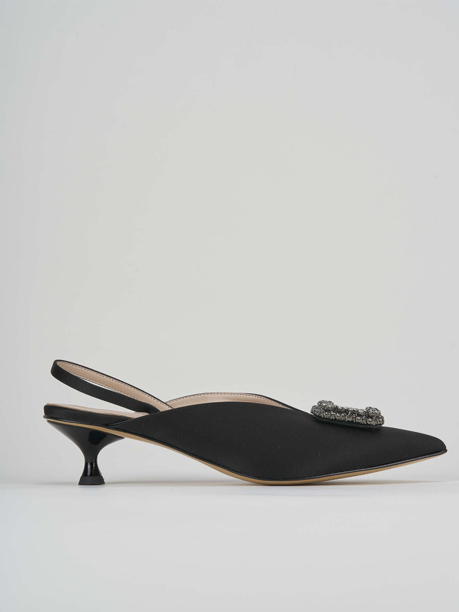 Décolleté e slingback tacco 3cm raso nero