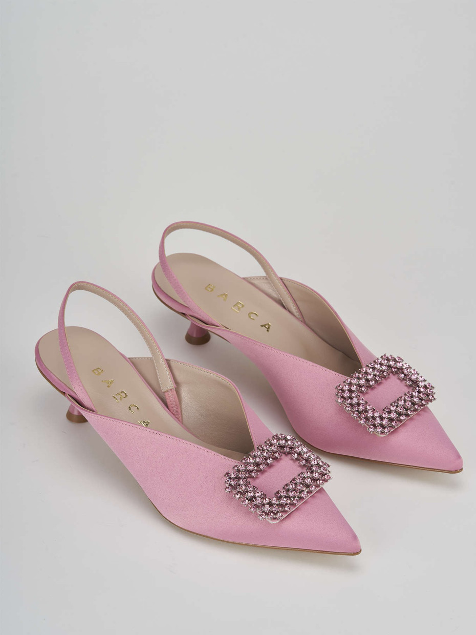 Décolleté e slingback tacco 3cm raso rosa