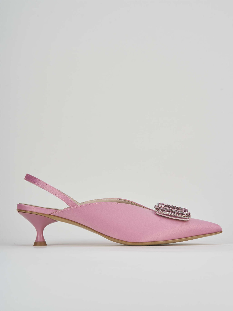 Décolleté e slingback tacco 3cm raso rosa