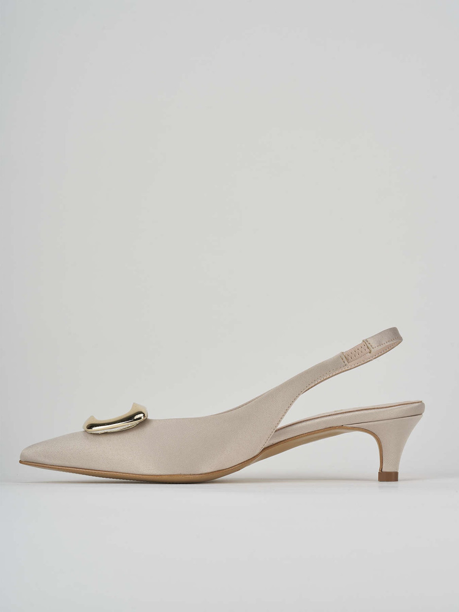 Pumps heel 3 cm beige satin