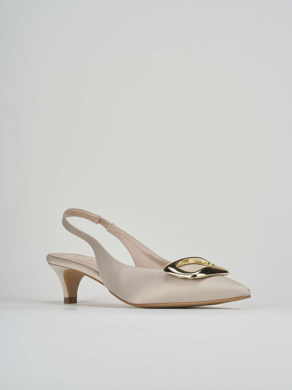 Pumps heel 3 cm beige satin