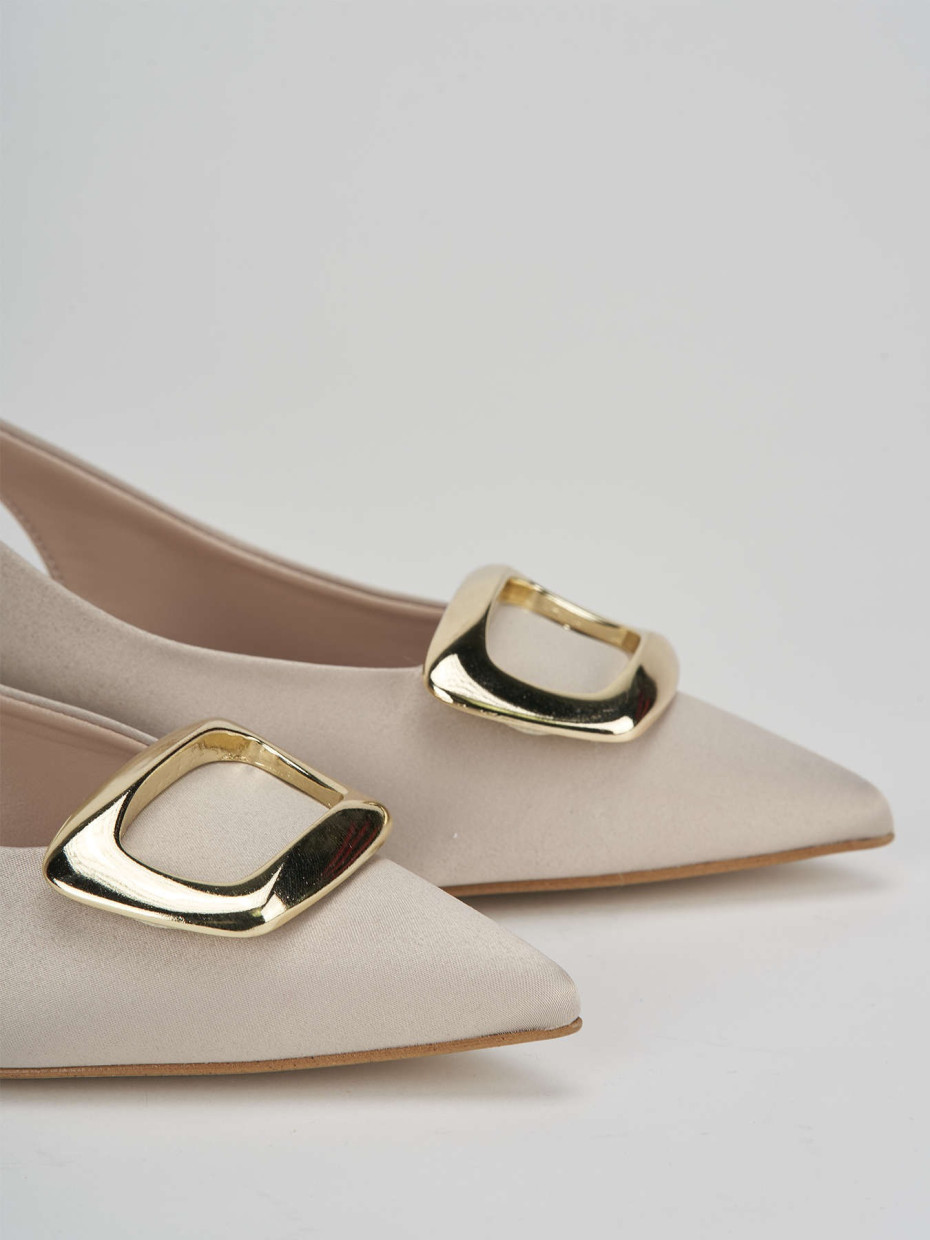 Pumps heel 3 cm beige satin