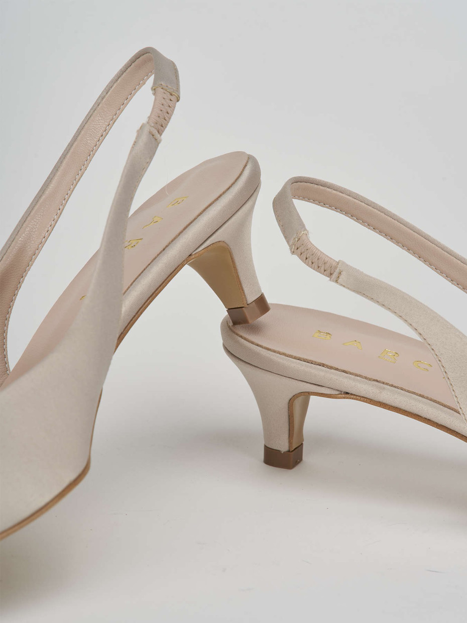 Pumps heel 3 cm beige satin