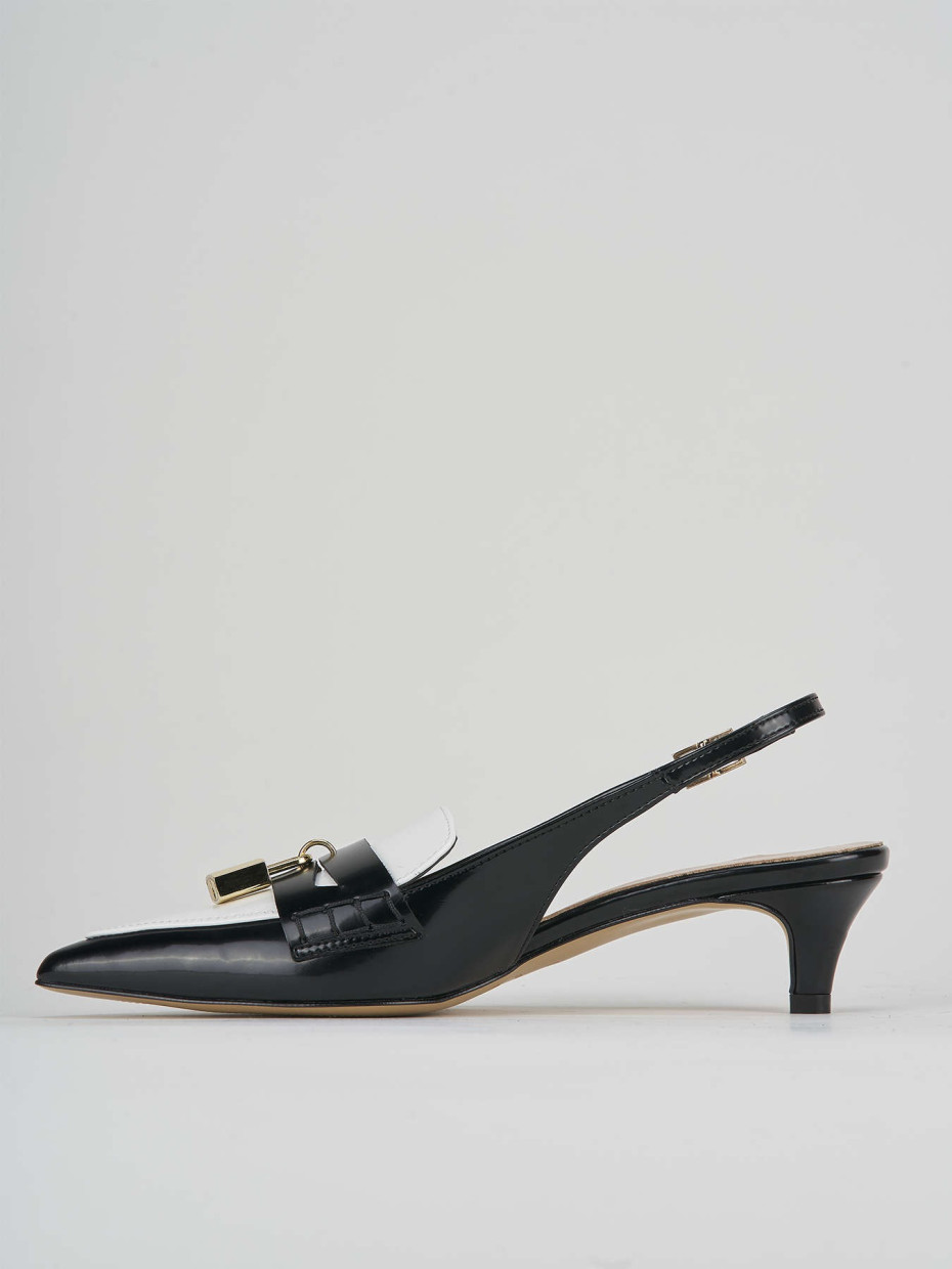 Décolleté e slingback tacco 3cm pelle nero