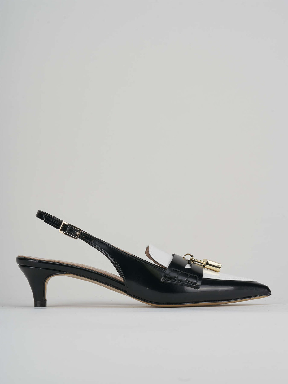 Décolleté e slingback tacco 3cm pelle nero