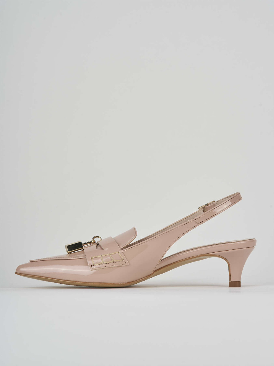 Décolleté e slingback tacco 3cm vernice beige